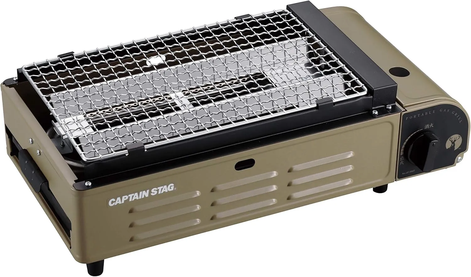 Captain Stag UF-0027 Barbecue Grill, Cassette Stove, Tabletop, Cassette Stove, Khaki