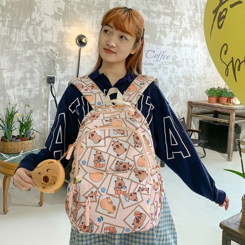 Capybara Backpack Ita Bag Breathable Cute Cartoon Mochila Capybara Bag Funny Kawaii Backpack