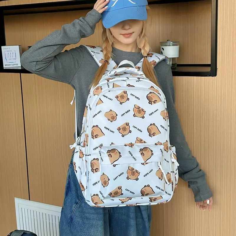 Capybara Backpack Ita Bag Breathable Cute Cartoon Mochila Capybara Bag Funny Kawaii Backpack