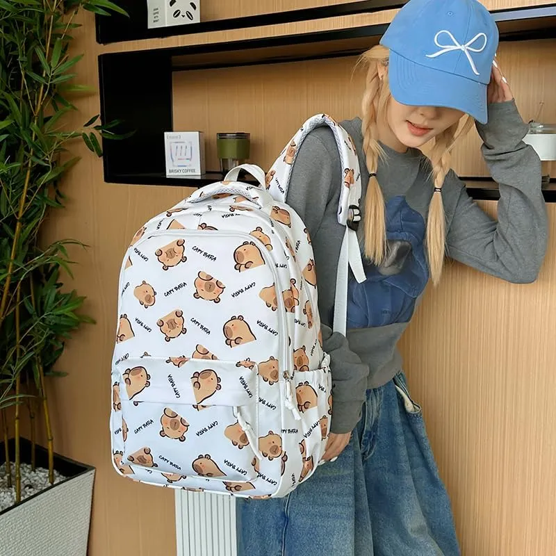 Capybara Backpack Ita Bag Breathable Cute Cartoon Mochila Capybara Bag Funny Kawaii Backpack