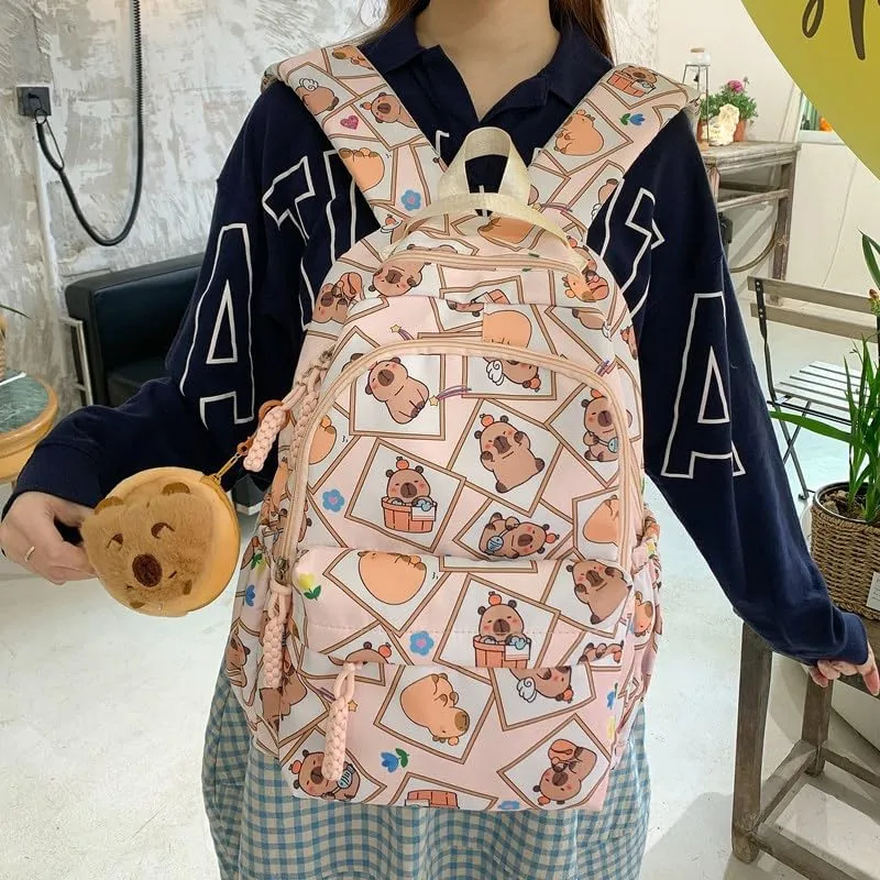 Capybara Backpack Ita Bag Breathable Cute Cartoon Mochila Capybara Bag Funny Kawaii Backpack