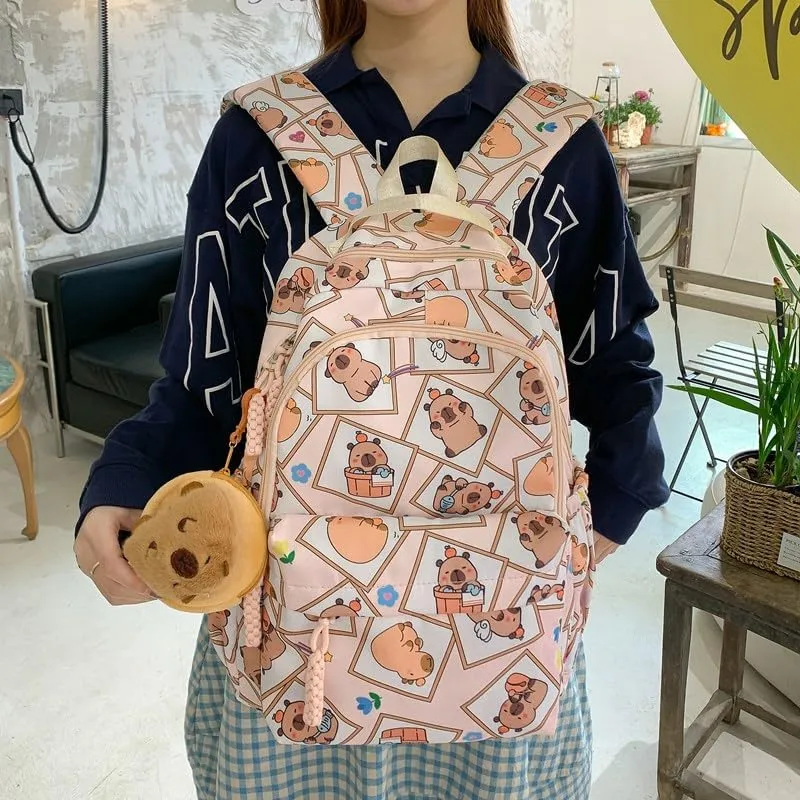 Capybara Backpack Ita Bag Breathable Cute Cartoon Mochila Capybara Bag Funny Kawaii Backpack