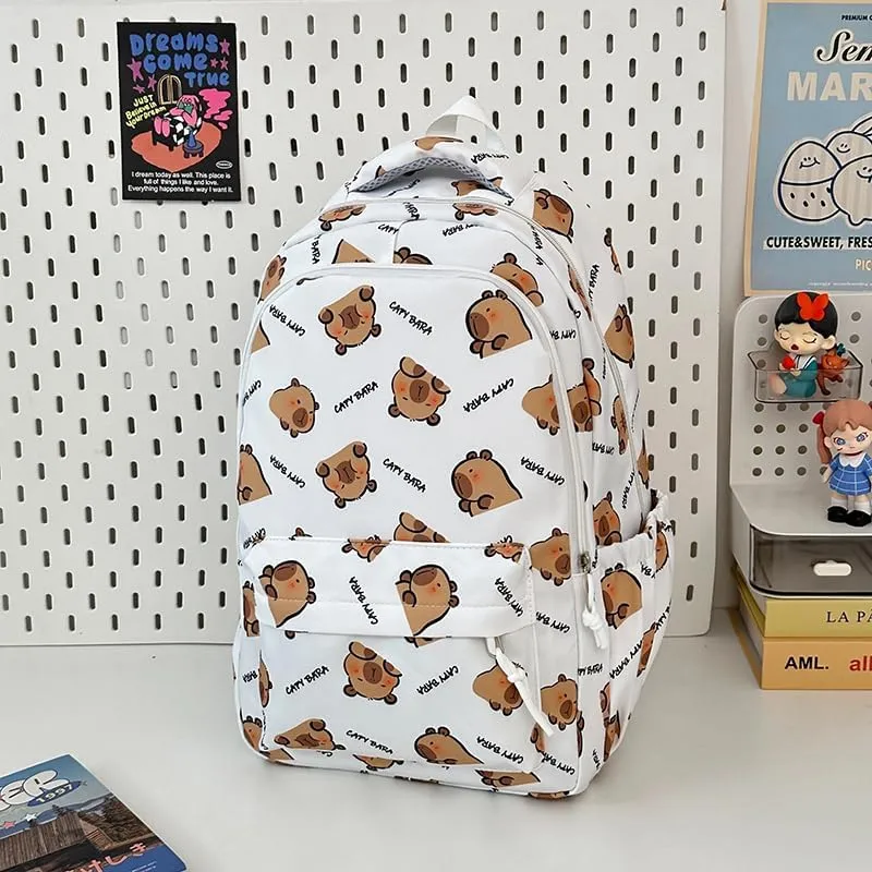 Capybara Backpack Ita Bag Breathable Cute Cartoon Mochila Capybara Bag Funny Kawaii Backpack