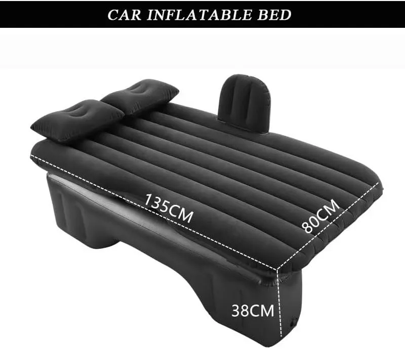 Car Air Mattress for GMC Yukon 2000–2006, Inflatable Back Seat Sleeping Pad with Pump & 2 Pillows, Folding Portable Camping Bed for Travel& Road Trips,Black