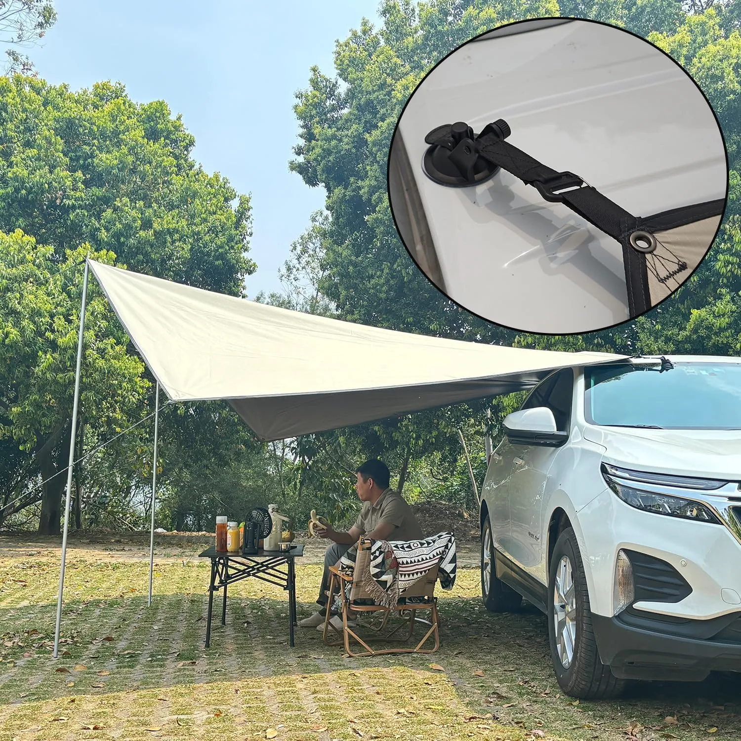 Car Awning Camping SUV Sun Shelter Waterproof Universal Tent Canopy Anti-UV for Van Campervan Caravan Truck Vehicle