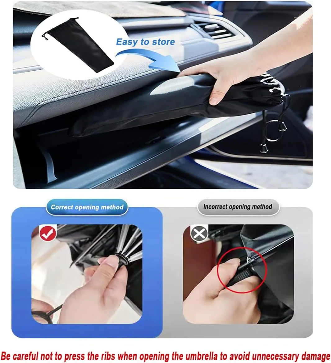 Car Sun Shield Umbrella for Nissan Kicks 2018 2019 2020 2021 2022 2023 2024 2025, Lightweight Folds Flat No Bulk with Pull String Handle Car Sunshade,ML (140 * 74 cm)