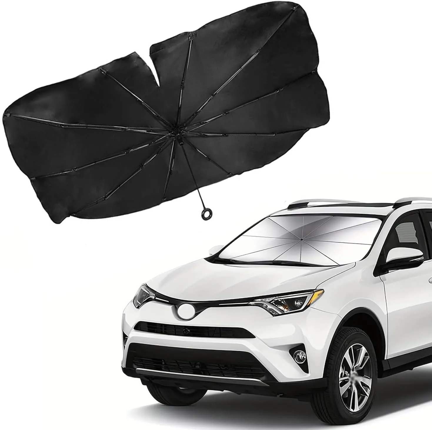 Car Sun Shield Umbrella for Nissan Kicks 2018 2019 2020 2021 2022 2023 2024 2025, Lightweight Folds Flat No Bulk with Pull String Handle Car Sunshade,ML (140 * 74 cm)