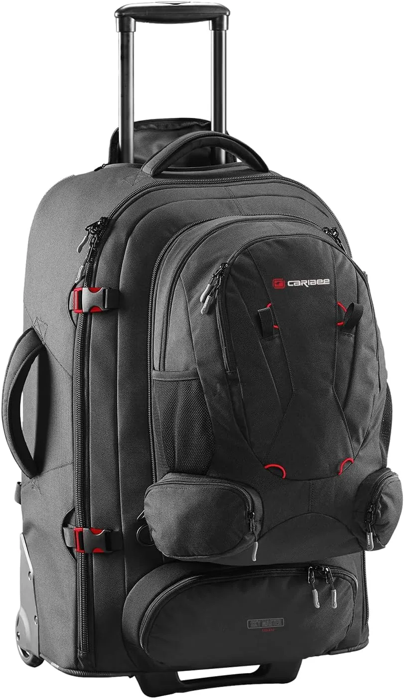 Caribee Sky Master III (3rd Generation) 80L 70x44x28cm (27x17x11inch) - Travel Trolley Hybrid travel trolley with Detachable daypack