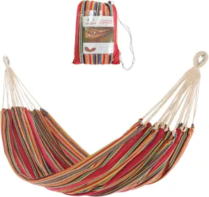 Castaway Living Large Red Multicolor Stripe Brazilian Double Hammock with Matching Storage Bag, Designed in The USA, Perfect for Backyard, Patio, Bedroom, Beach & More