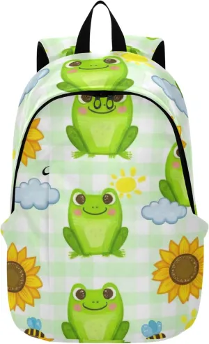 Casual Backpack for Women Daypack Cute Cartoon Frogs Casual Gifts for College Students
