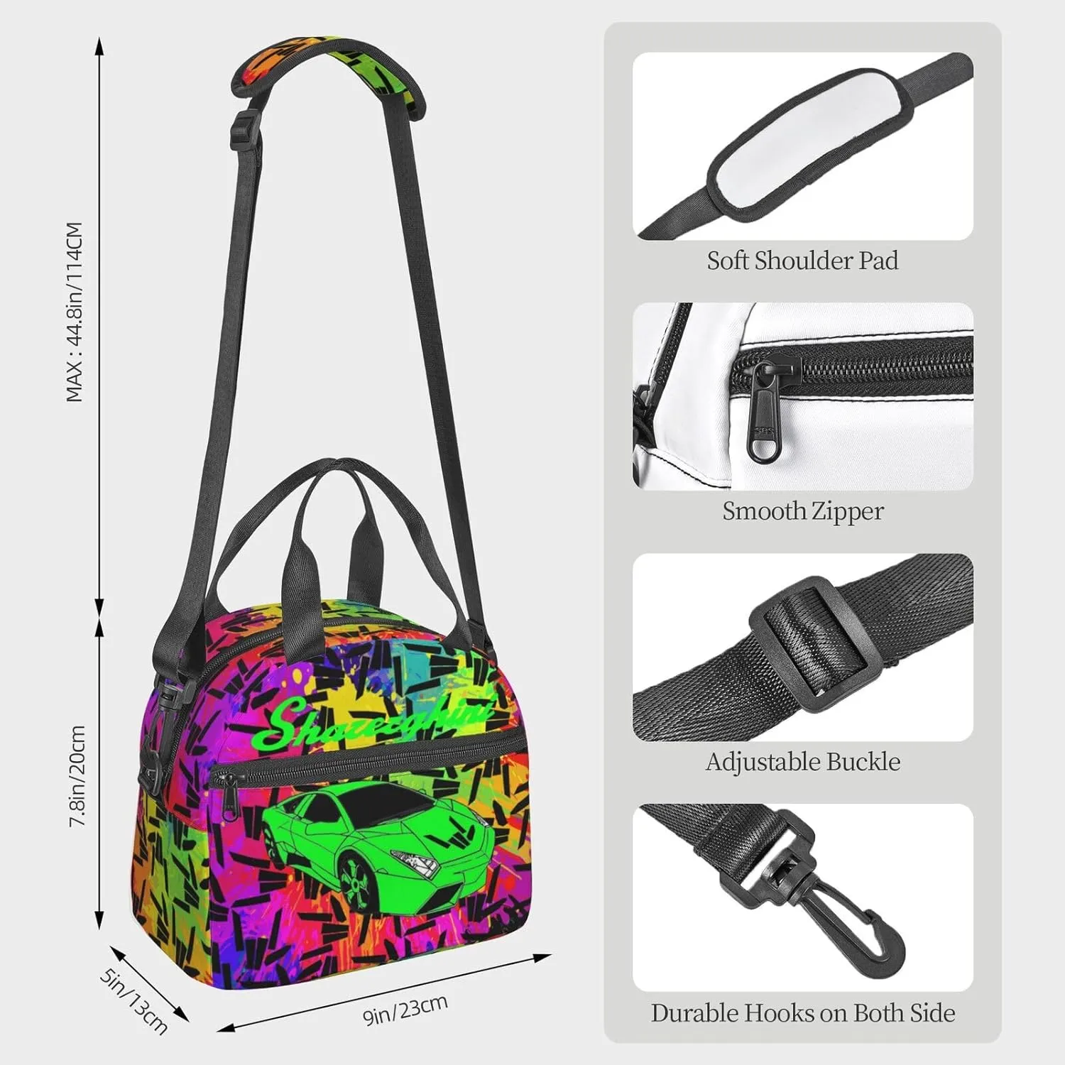 Casual Travel Daypacks Backpack With Lunch Box Sets Adjustable Shoulder Straps, Black3