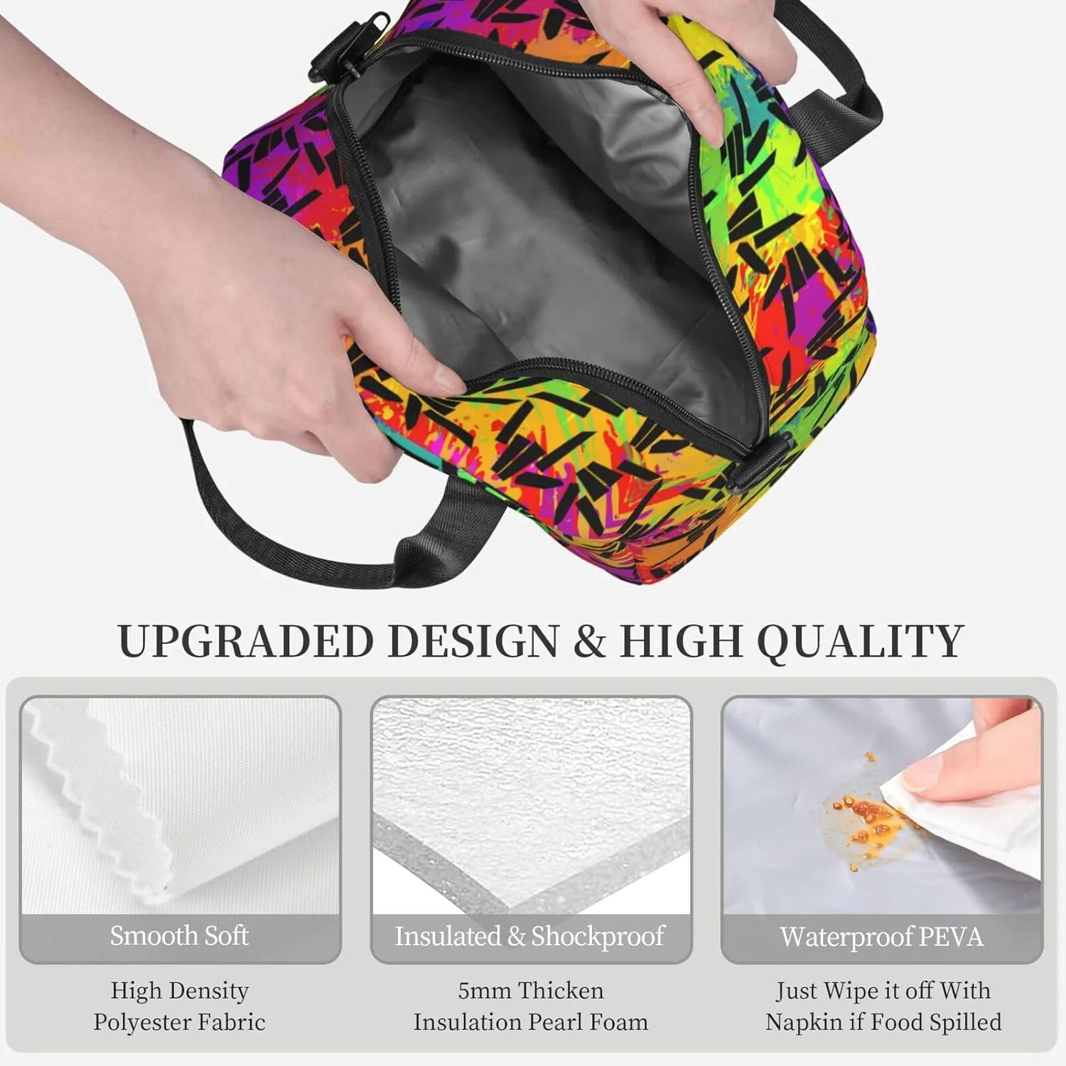 Casual Travel Daypacks Backpack With Lunch Box Sets Adjustable Shoulder Straps, Black3