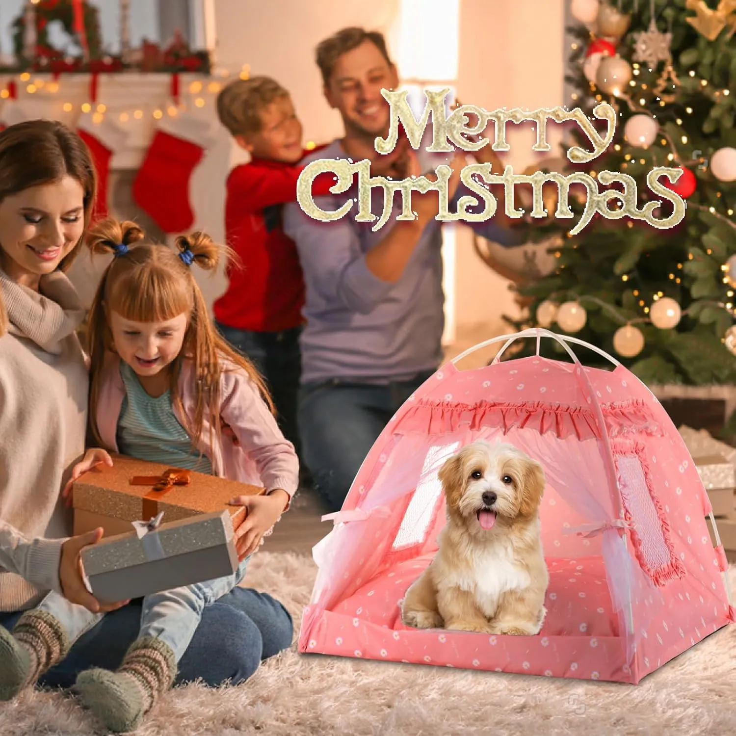 Cat Princess Bed Tent House - Kitty Cute Tent Indoor,Small Dog House Indoor/Outdoor Cave Nest Bed Small Dog Tent for Cat,Puppy Tent (19.6"x19.6"x17.7"/Pink)