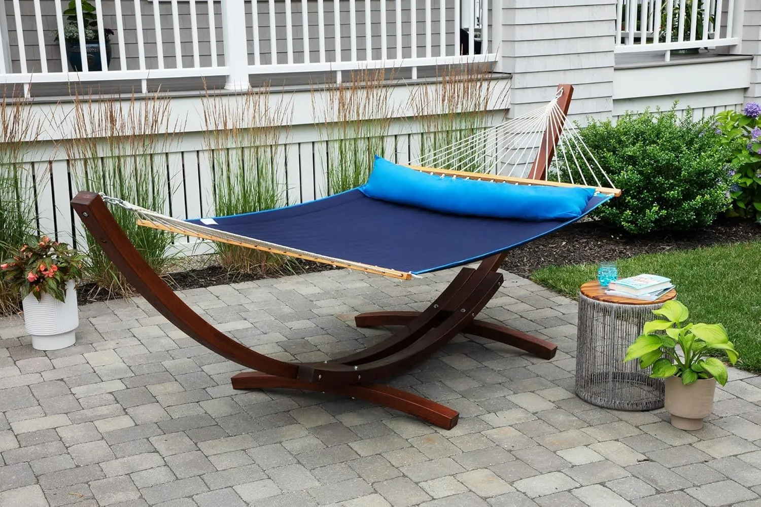 Ceara Patio Hammock Olefin Hammock Double Hammock for Two People Outdoor Patio Swing Chair Quilted Hammock Use Inside Outside Backyard Decor Porch Swing - Blue