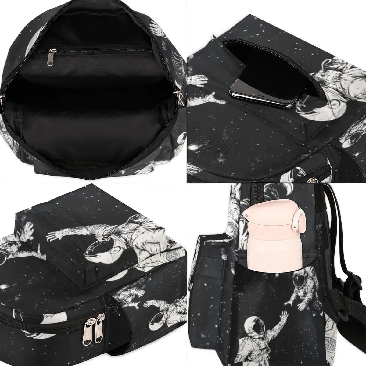 cfpolar Mini Backpack Purse for Women, Hand Drawn Astronaut Space Small Backpack Multi Functional Casual Daypack Soft Shoulder Bag Handbags for Ladies Travel Work