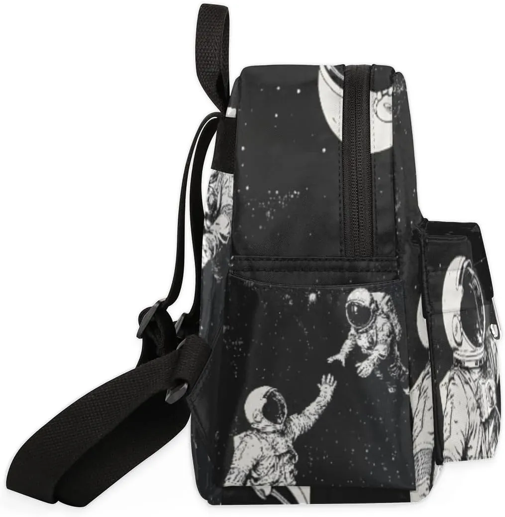 cfpolar Mini Backpack Purse for Women, Hand Drawn Astronaut Space Small Backpack Multi Functional Casual Daypack Soft Shoulder Bag Handbags for Ladies Travel Work