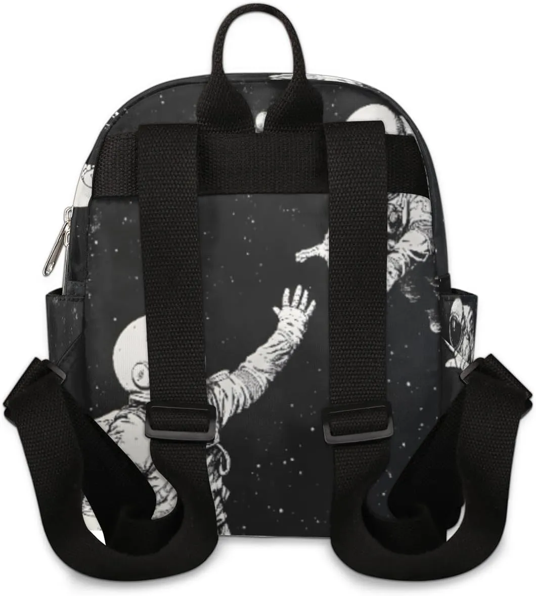 cfpolar Mini Backpack Purse for Women, Hand Drawn Astronaut Space Small Backpack Multi Functional Casual Daypack Soft Shoulder Bag Handbags for Ladies Travel Work