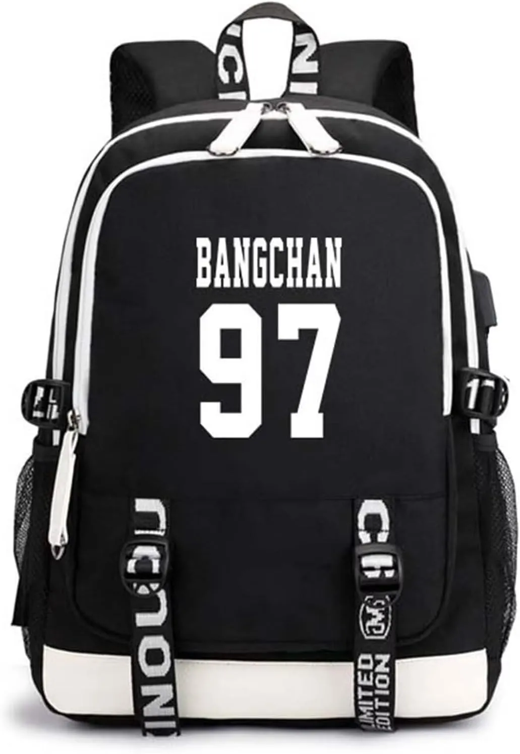 CHAIRAY Skz Canvas Backpack with USB Charging Port Hyunjin Jisung Felix Bangchan and Seungmin Knapsack