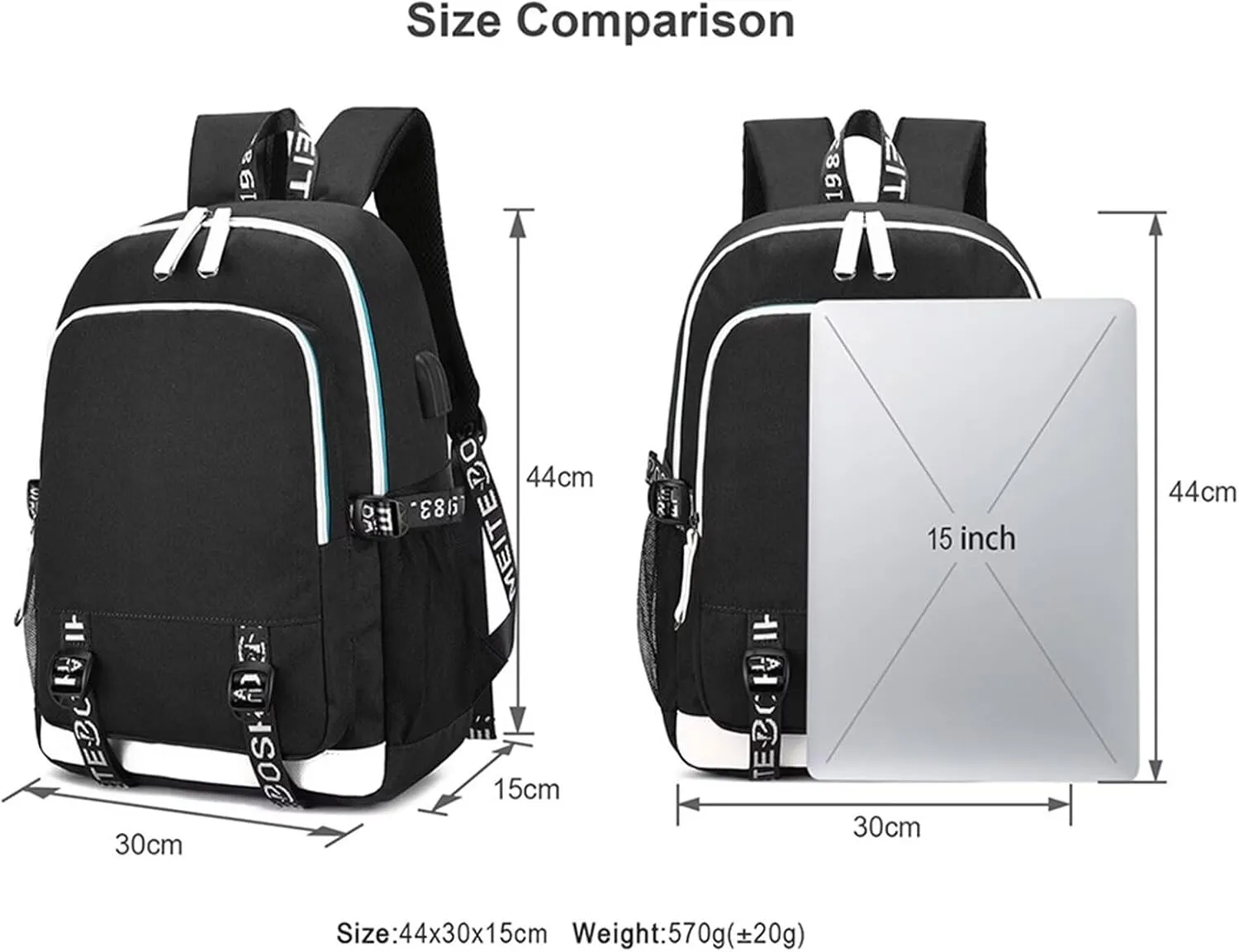 CHAIRAY Skz Canvas Backpack with USB Charging Port Hyunjin Jisung Felix Bangchan and Seungmin Knapsack