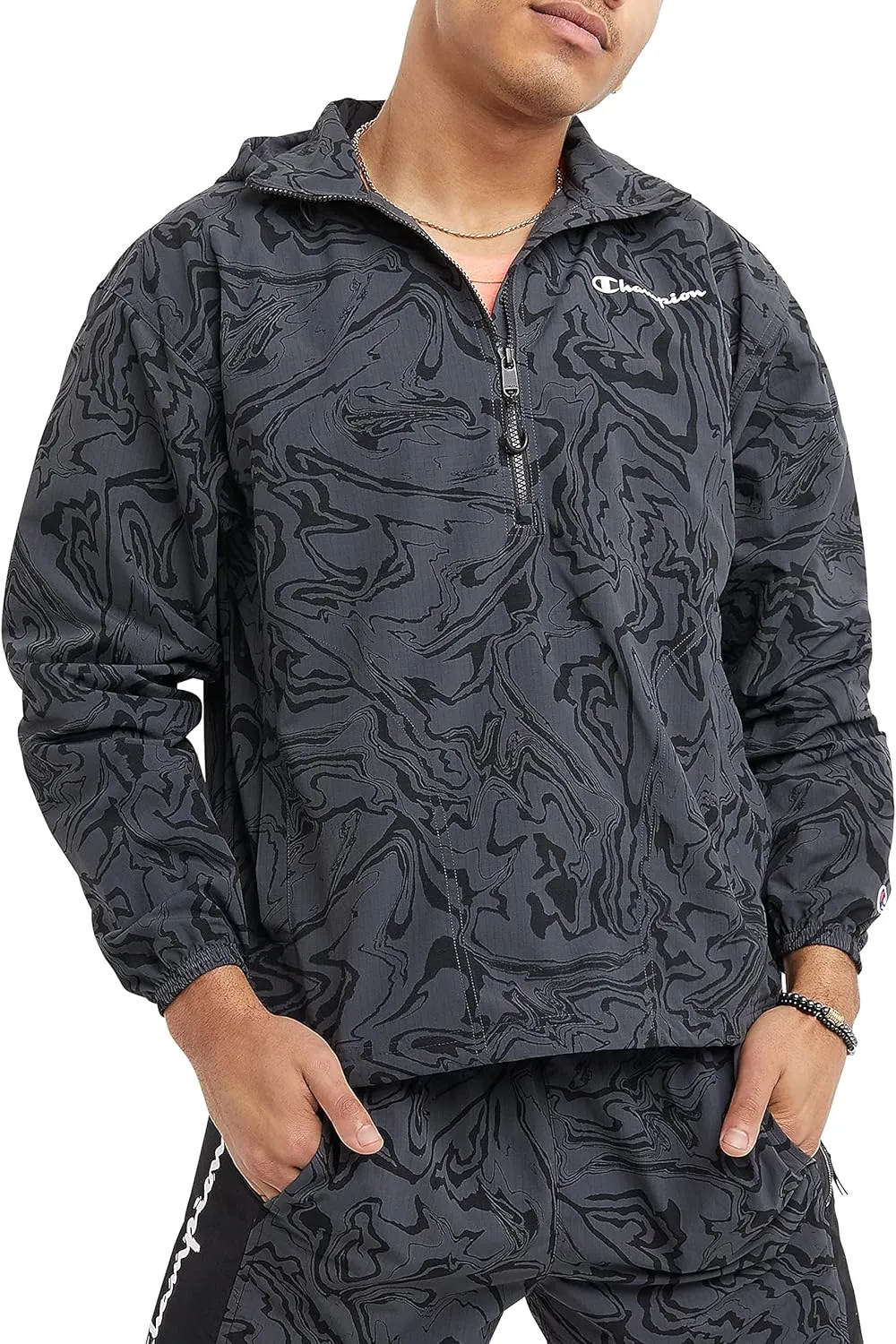 Champion Men's Windbreaker Jacket with Scuba Hood