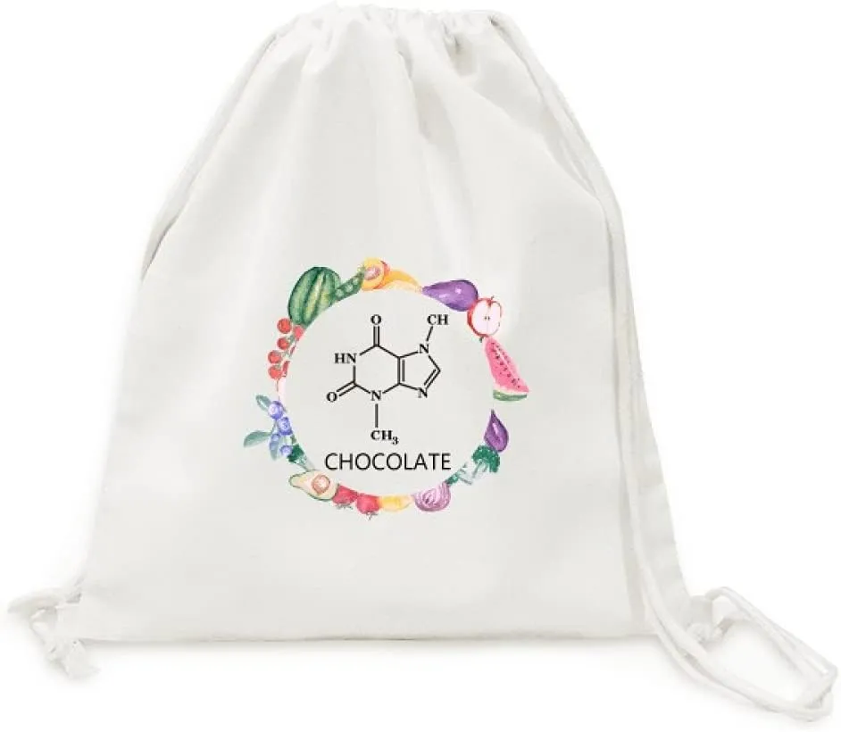 Checal Molecular Structure Chocolate Canvas Fabric Vegetable Fruit Folding Cinch Bag