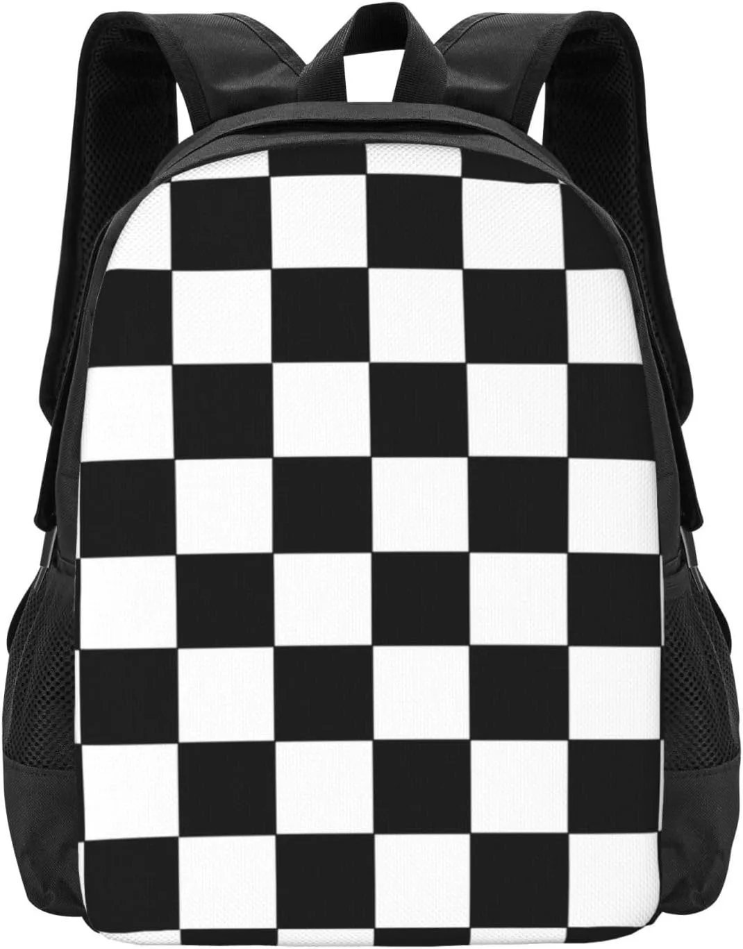 Checkered Black And White Lightweight Packable Backpack Travel Casual Hiking Daypack Foldable Backpack For Men Women
