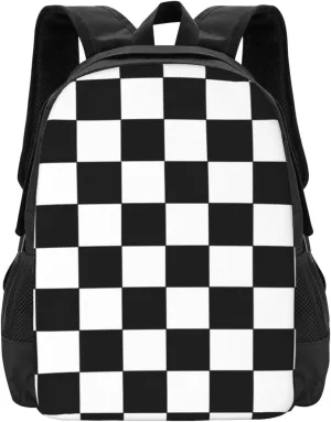 Checkered Black And White Lightweight Packable Backpack Travel Casual Hiking Daypack Foldable Backpack For Men Women
