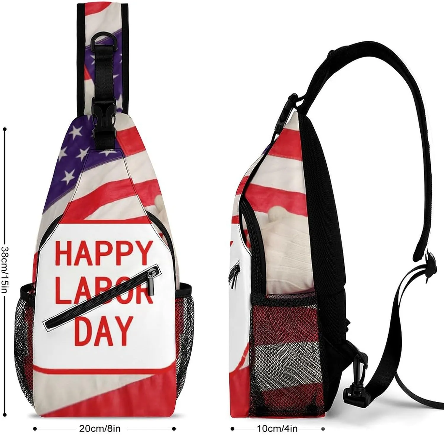 Chest Bag Sling Bag for Men Women Happy Labor Day Sport Sling Backpack Lightweight Shoulder Bag for Travel