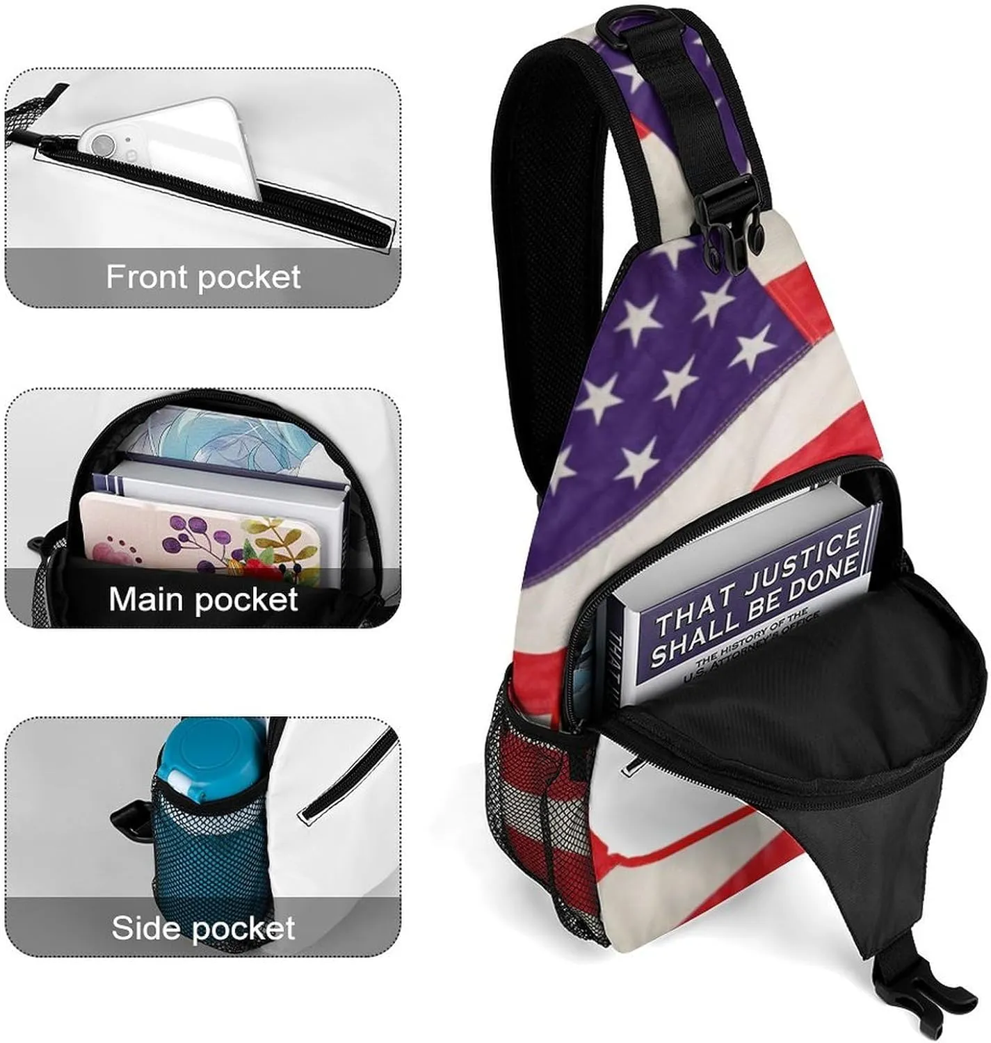 Chest Bag Sling Bag for Men Women Happy Labor Day Sport Sling Backpack Lightweight Shoulder Bag for Travel