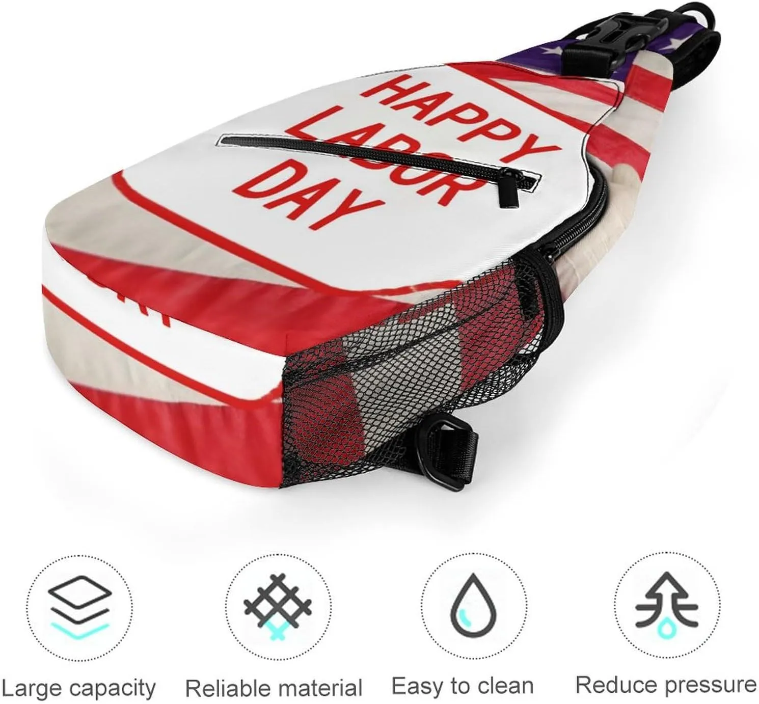 Chest Bag Sling Bag for Men Women Happy Labor Day Sport Sling Backpack Lightweight Shoulder Bag for Travel