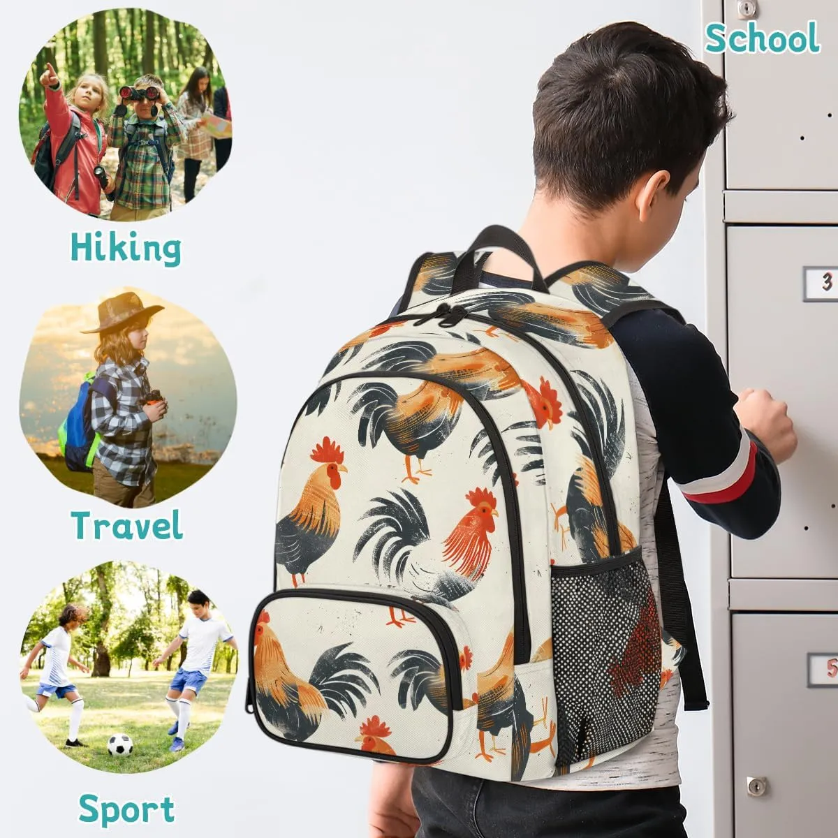 Chicken Carry on Travel Backpack for Women Men Water resistant Lightweight Rucksack Backpack for Weekender Casual Work Hiking Chicken Themed