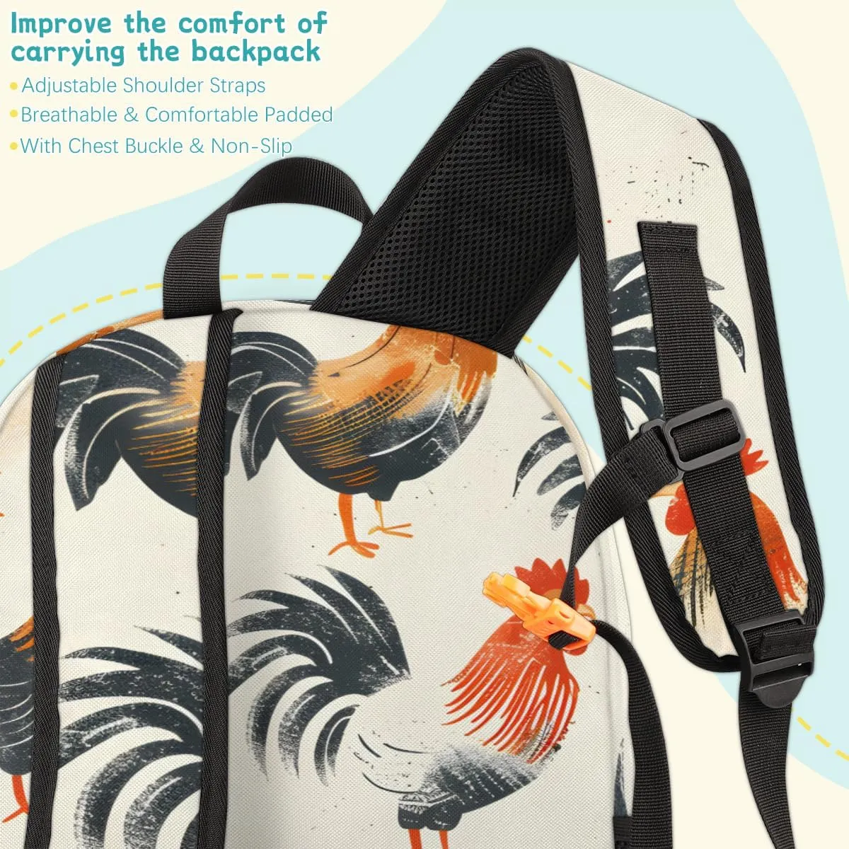 Chicken Carry on Travel Backpack for Women Men Water resistant Lightweight Rucksack Backpack for Weekender Casual Work Hiking Chicken Themed