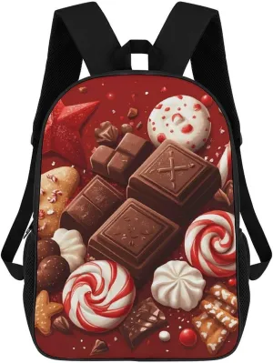 Chocolate Candy Sweets 17 Inch Shoulder Backpack Fashion Laptop Bag Travel Daypack for Camping Hiking