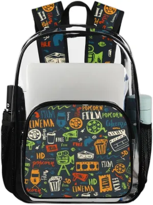Cinema Film Clear Backpack Heavy Duty Large Stadium Approved Clear Bag PVC See Through Transparent Backpack Work Travel Security Stadium Bag