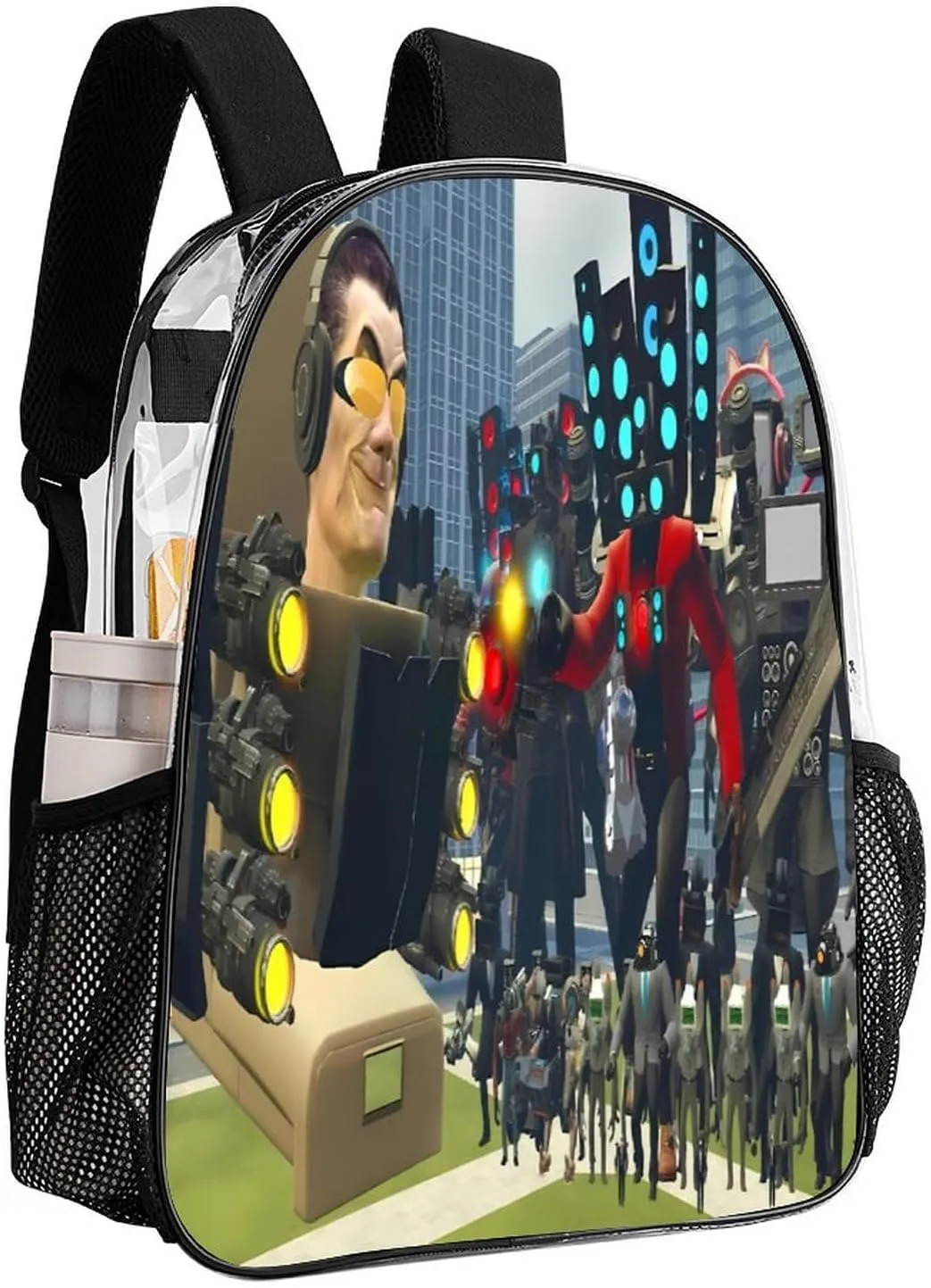 Clear Backpack Heavy Duty PVC Transparent Funny Toi-let Backpack 17"" Large Capacity See Through Bag for College, 43x32x13cm, Style-1