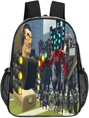 Clear Backpack Heavy Duty PVC Transparent Funny Toi-let Backpack 17"" Large Capacity See Through Bag for College, 43x32x13cm, Style-1