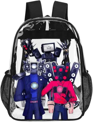 Clear Backpack Heavy Duty PVC Transparent Funny Toi-let Backpack 17"" Large Capacity See Through Bag for College, 43x32x13cm, Style-5