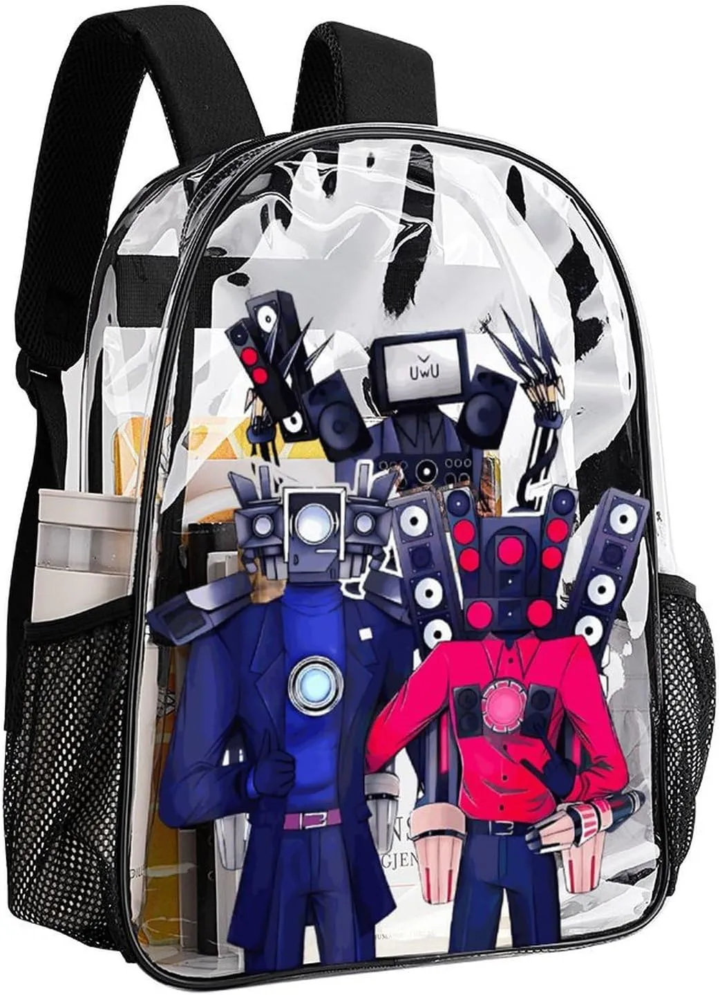 Clear Backpack Heavy Duty PVC Transparent Funny Toi-let Backpack 17"" Large Capacity See Through Bag for College, 43x32x13cm, Style-5