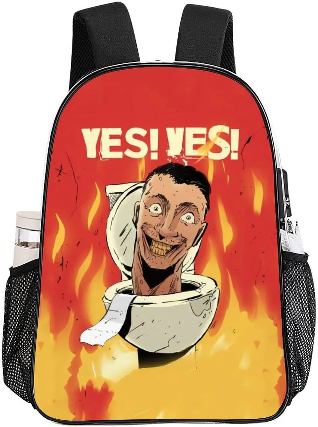 Clear Backpack Heavy Duty PVC Transparent Funny Toi-let Backpack 17"" Large Capacity See Through Bag for Travel, 43x32x13cm, Style-2