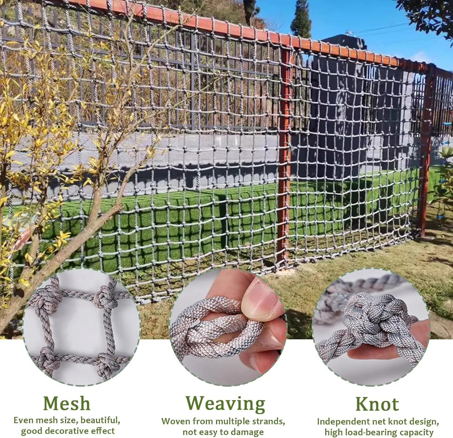 Climbing Cargo Net,Safety Rope Netting,Stairs Balcony Railing Protecting Rope Net,Climbing Net for Playground,Treehouse,Sport,Kids Pets,13.1 * 32.8ft