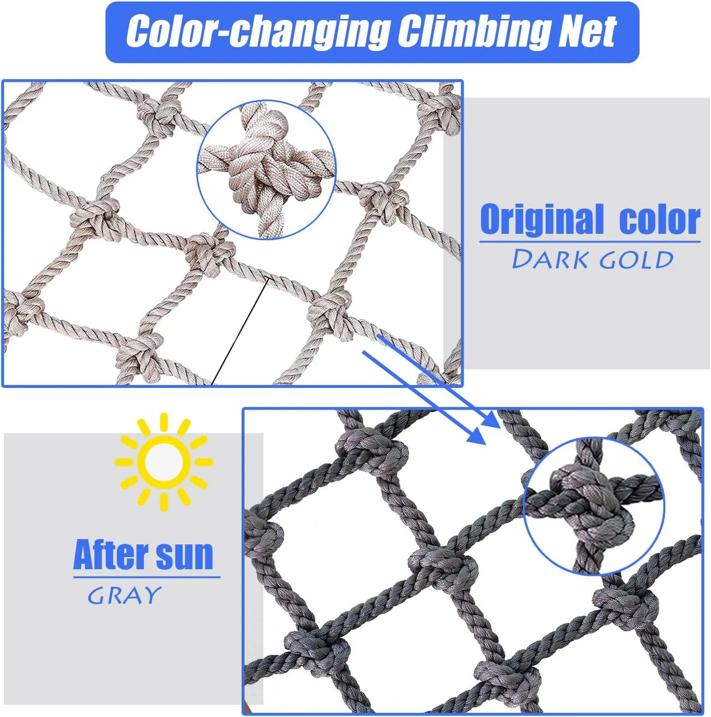 Climbing Cargo Net,Safety Rope Netting,Stairs Balcony Railing Protecting Rope Net,Climbing Net for Playground,Treehouse,Sport,Kids Pets,13.1 * 32.8ft
