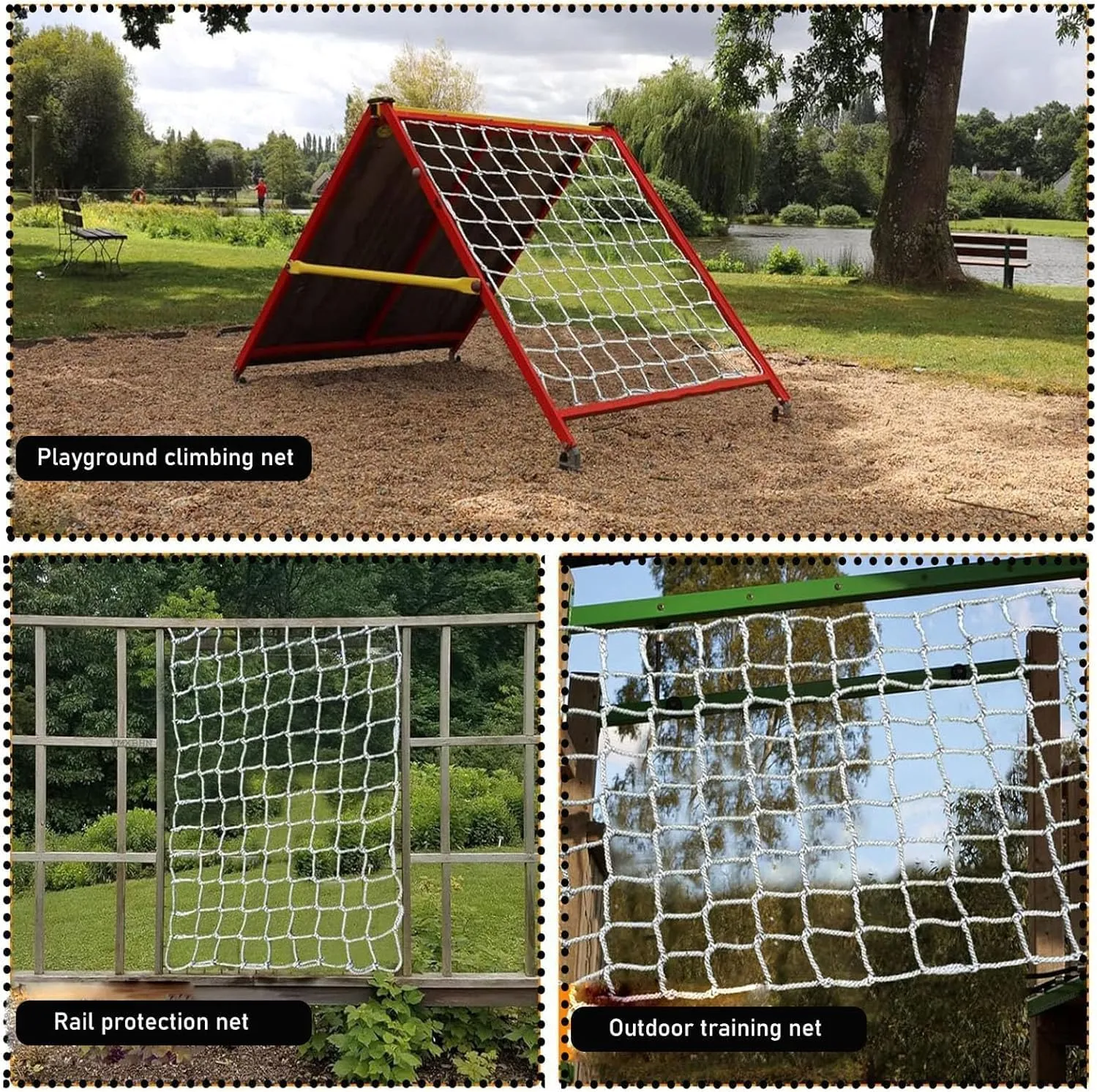 Climbing Net for Kids Adults - Durable Hemp Rope Netting for Outdoor Playground, Treehouse, and Adventure Courses - for Backyard, Park(100x100cm,8mm)