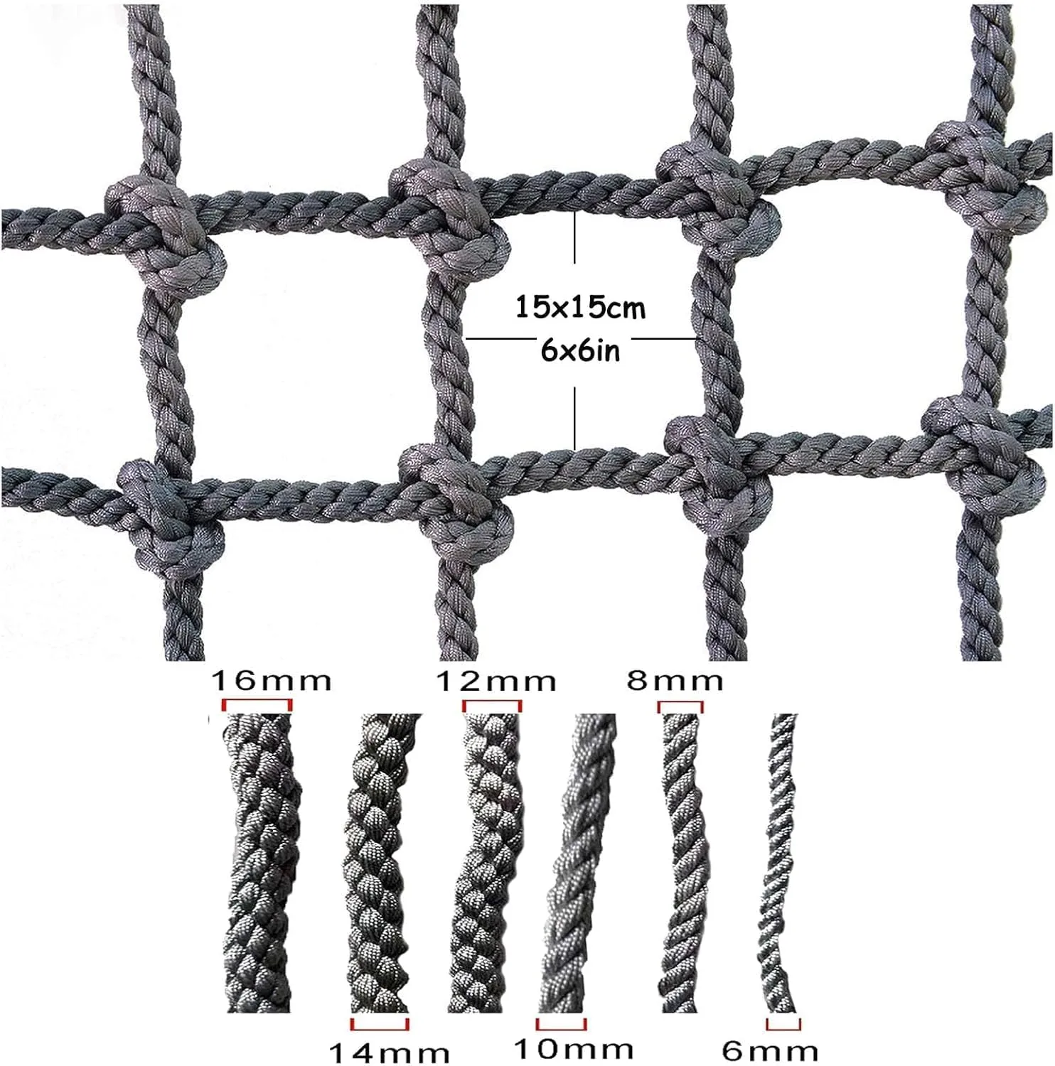 Climbing Net for Kids Adults - Durable Hemp Rope Netting for Outdoor Playground, Treehouse, and Adventure Courses - for Backyard, Park(100x100cm,8mm)