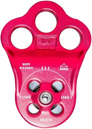 Climbing Pulley 30KN Three Holes Double Bearing Pulley Rock Climbing Pulley for 14mm Rope Hauling, Rock Climbing, Rescue Applications, Zipline Sports Etc