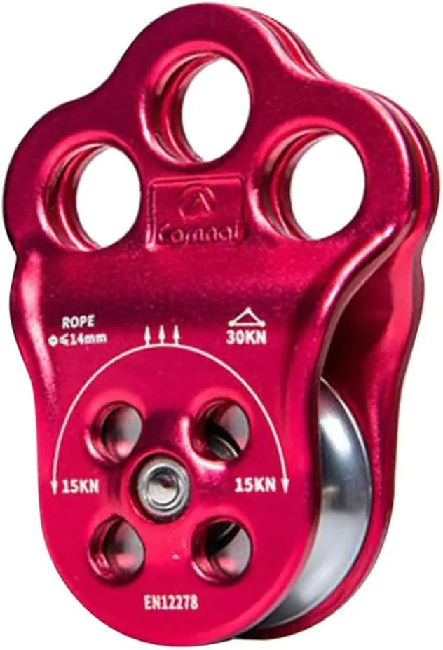 Climbing Pulley 30KN Three Holes Double Bearing Pulley Rock Climbing Pulley for 14mm Rope Hauling, Rock Climbing, Rescue Applications, Zipline Sports Etc