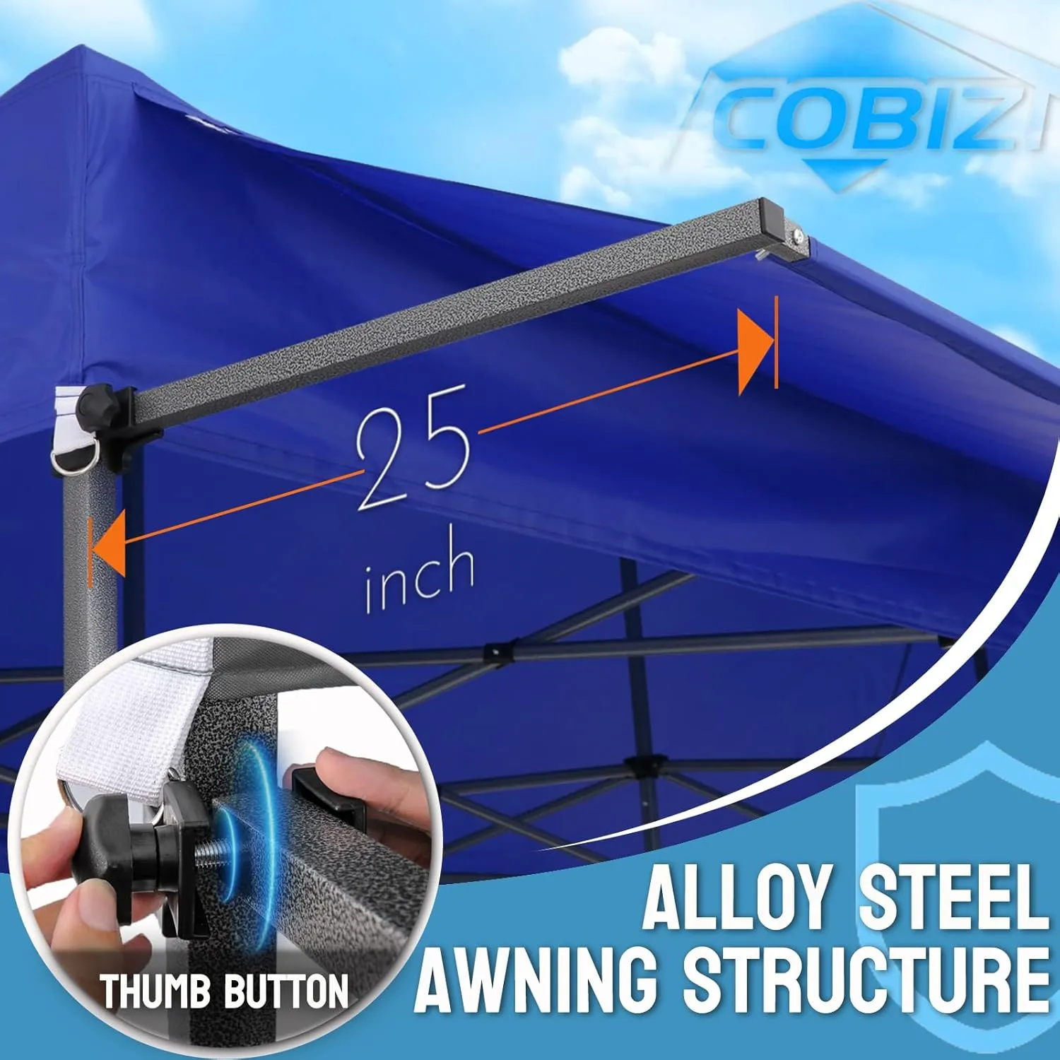 COBIZI 10x20 Pop Up Canopy Tent Heavy Duty with Sidewalls, Outdoor Commercial Canopy with Awning, Waterproof&45 SF Extended Awning, Vendor Tent for Market, Party Events, Dark Blue