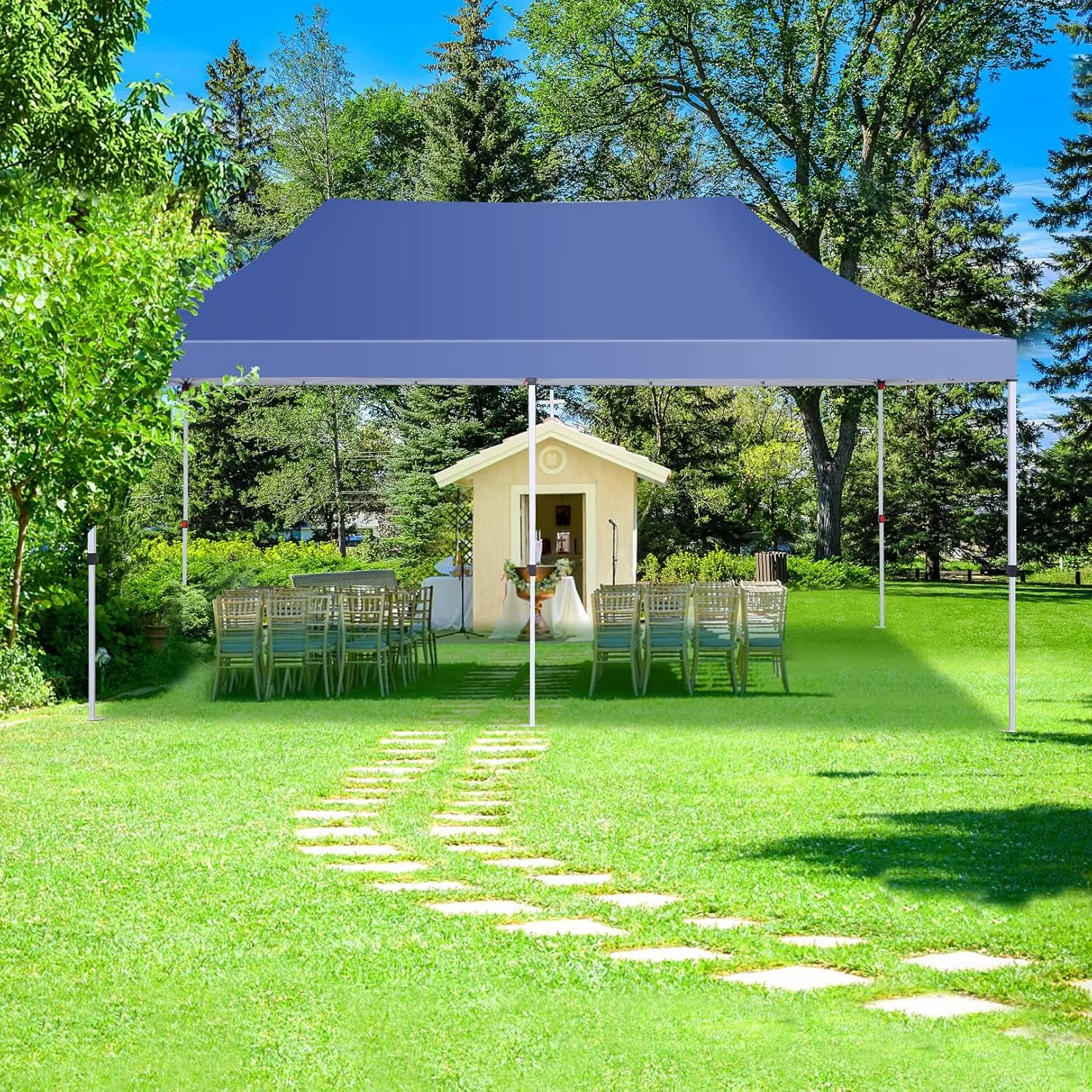 COBIZI 10x20 Pop Up Canopy with 4 Sidewalls, Conical Party Tent 10x20 with 3 Adjustable Height Waterproof, UV-Resistant EZ Outdoor Gazebo with Carry Bag, Sandbag, Stake, Rope for Parties, Commercial