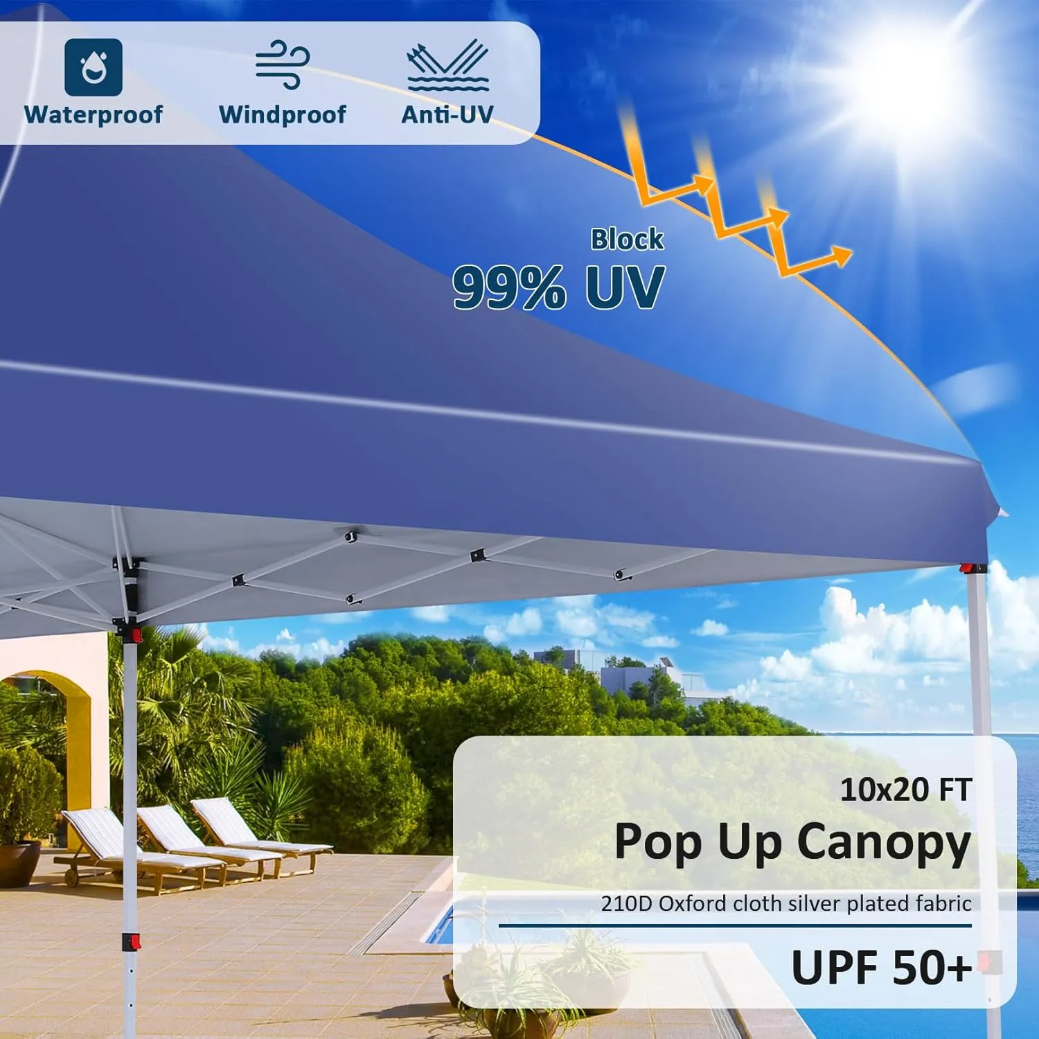 COBIZI 10x20 Pop Up Canopy with 4 Sidewalls, Conical Party Tent 10x20 with 3 Adjustable Height Waterproof, UV-Resistant EZ Outdoor Gazebo with Carry Bag, Sandbag, Stake, Rope for Parties, Commercial