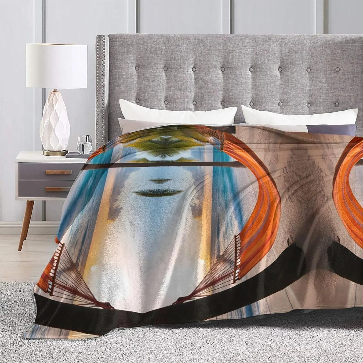 Coconut Beach Sunset Hammock Super Soft Flannel Blanket 80"x60" : Lightweight, Durable and can be Folded compactly