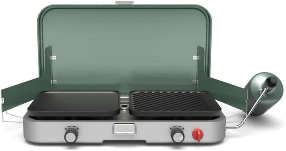 Coleman Cascade 3-in-1 Outdoor Camp Stove, Portable Cooktop with Included Cast-Iron Grill & Griddle Accessories, 24,000 BTUs of Power